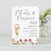 Wilde bloemen Petals en Prosecco Vrijgezellenfeest Kaart (Staand voorkant)