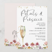 Wilde bloemen Petals en Prosecco Vrijgezellenfeest Kaart (Voorkant / Achterkant)