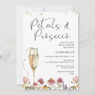 Wilde bloemen Petals en Prosecco Vrijgezellenfeest Kaart