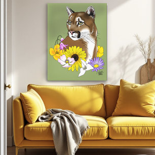 Wilde Bloemen Poema Bergleeuw Poema Canvas Afdruk