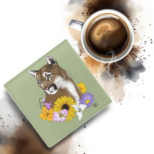Wilde Bloemen Poema Bergleeuw Poema Glazen Onderzetter
