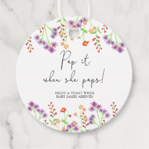 Wilde bloemen Pop het als ze komt baby shower Bedankjes Labels