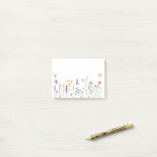 Wilde bloemen posten het post-it® notes (Op bureau)