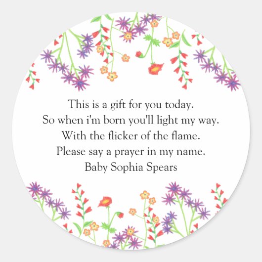 Wilde bloemen - Prayer Candle Label (Voorkant)