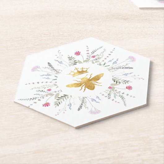wilde bloemen Queen bijen ontwerp Kartonnen Onderzetters (Schuin)