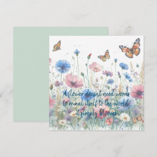 Wilde bloemen & Quote Kaart (Voorkant / Achterkant)