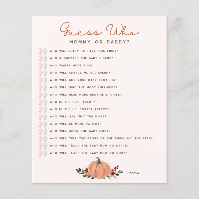 Wilde Bloemen Raad Wie Baby Shower Spel (Voorkant)