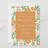 Wilde bloemen Ranken Roze Groen Aangepaste TROUWda Kaart (Voorkant)