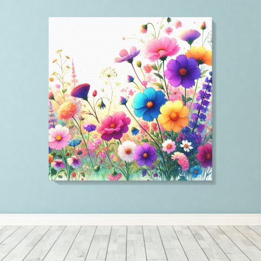 Wilde Bloemen Rapsodie Canvas Afdruk (Insitu (Houten vloer))