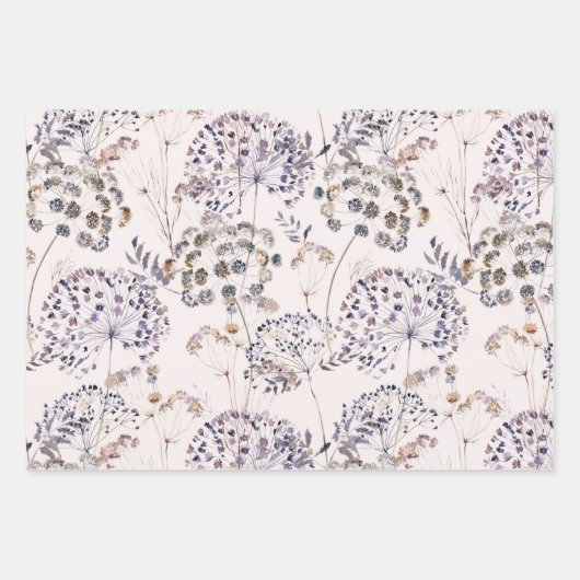 Wilde bloemen Reeks van 3 het Ompakken Papierblade Inpakpapier Vel (Voorkant 2)