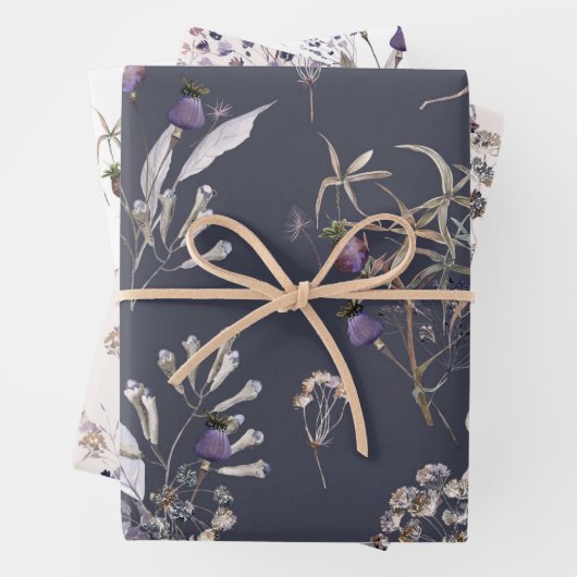 Wilde bloemen Reeks van 3 het Ompakken Papierblade Inpakpapier Vel (In situ)