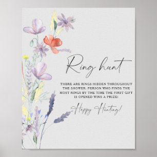 Wilde bloemen Ring jacht bruidsfeest spel poster