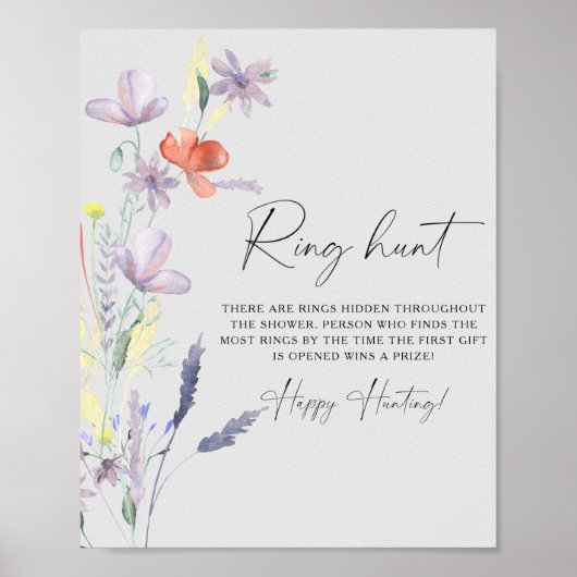 Wilde bloemen ring jacht bruidsfeest spel poster (Voorkant)