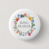 Wilde bloemen ringdrager trouw ronde button 3,2 cm (Voorkant)