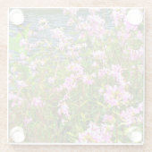 Wilde bloemen, rivier, roze,  bloem glazen onderzetter (Achterkant)
