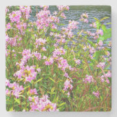 Wilde bloemen, rivier, roze, bloem stenen onderzetter (Voorkant)