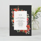 Wilde bloemen Rode papaver Dark Weddenschap Kaart (Staand voorkant)