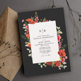 Wilde bloemen Rode papaver Dark Weddenschap Kaart