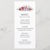 Wilde Bloemen & Romantisch Trouwmenu Menu (Voorkant)