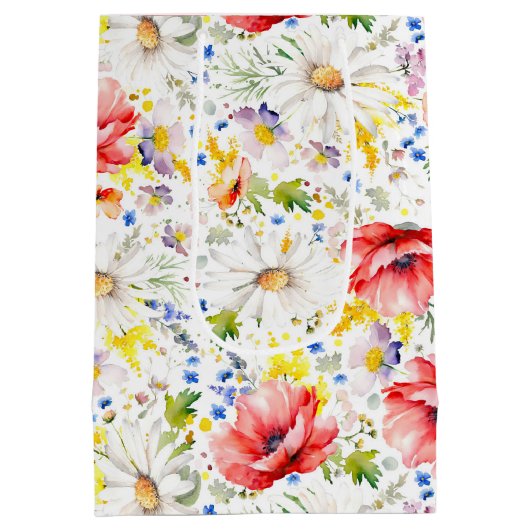 Wilde bloemen - Romantische Kleurrijke Weide Bloem Medium Cadeauzakje (Achterkant)