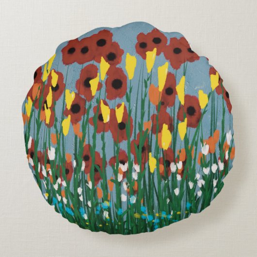 Wilde bloemen rond kussen (Achterkant)