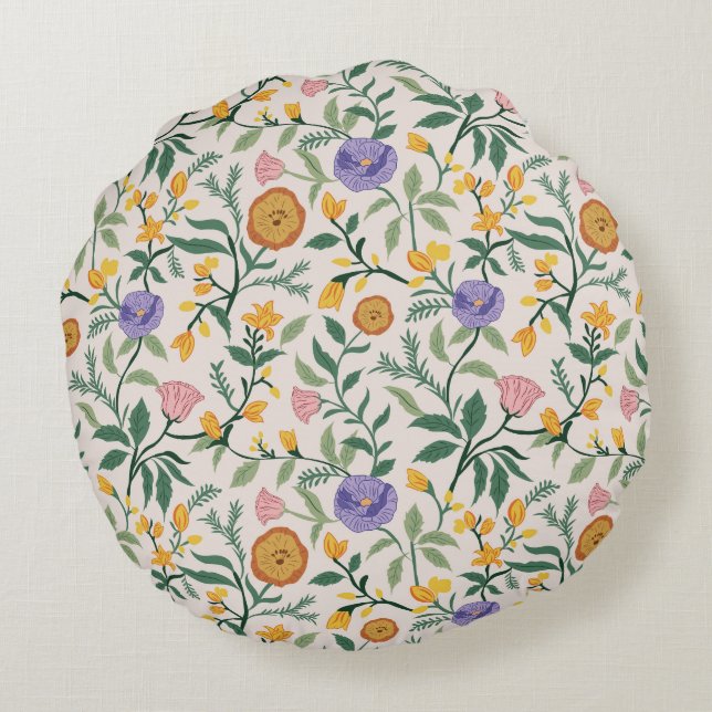 Wilde Bloemen Rond Kussen (Achterkant)