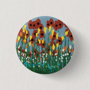 Wilde bloemen ronde button 3,2 cm