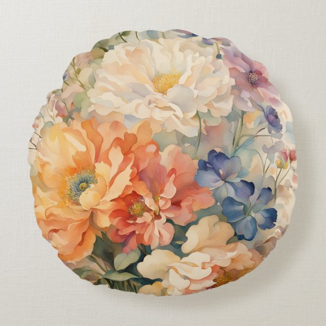wilde bloemen ronde kussen (Voorkant)