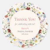 Wilde Bloemen Ronde Sticker (Voorkant)