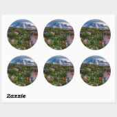 Wilde bloemen ronde sticker (Vel)