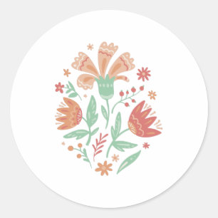 Wilde bloemen ronde sticker
