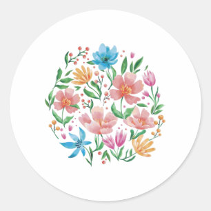 Wilde bloemen ronde sticker