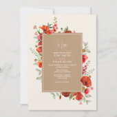 Wilde bloemen Rood flesje Botanische bruiloft Kaart (Voorkant)