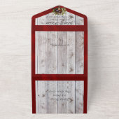 Wilde bloemen, rood lint en lichten all in one uitnodiging (Buitenkant)