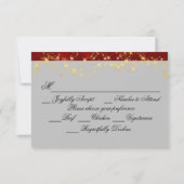 Wilde bloemen, rood lint en lichten RSVP kaartje (Achterkant)