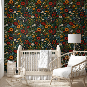 wilde bloemen Rood Sinaasappel Blauw Van Gogh Behang