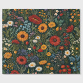  wilde bloemen Rood Sinaasappel Blauw Van Gogh Cadeaupapier (Vlak)
