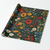  wilde bloemen Rood Sinaasappel Blauw Van Gogh Cadeaupapier (Uitgerold)