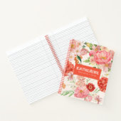 Wilde bloemen roze aquarel bloem chic naam notitieboek (Binnen)