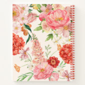 Wilde bloemen roze aquarel bloemendesign naam notitieboek (Achterkant)