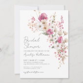 Wilde Bloemen Roze Bloemige Bruidsdouche Kaart (Voorkant)