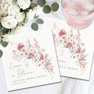 Wilde Bloemen Roze Bloemige Bruidsdouche Servet