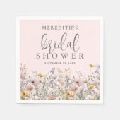 Wilde Bloemen Roze Bruiloft Brunch Servet (Voorkant)