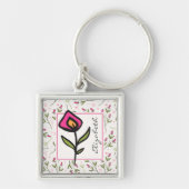 Wilde bloemen - Roze en Oranje Petals - Gepersonal Sleutelhanger (Voorkant)
