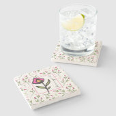 Wilde bloemen - Roze en Oranje Petals - Gepersonal Stenen Onderzetter (Zijkant)