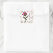 Wilde bloemen - Roze en Oranje Petals - Gepersonal Vierkante Sticker (Tas)