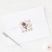 Wilde bloemen - Roze en Oranje Petals - Gepersonal Vierkante Sticker (Envelop)