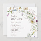 Wilde bloemen Roze en Paars Floral Baby shower Kaart (Voorkant)