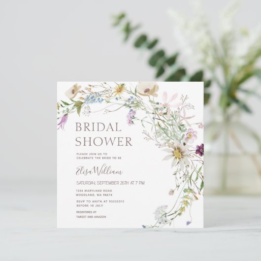 Wilde bloemen Roze en Paars Floral Vrijgezellenfee Kaart (Staand voorkant)