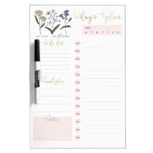 Wilde bloemen roze gouden dagelijkse planning om l whiteboard